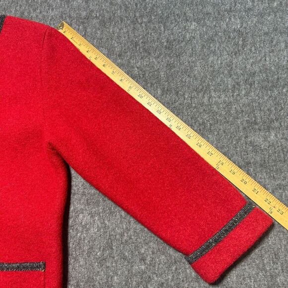 LL BEAN Pure Wool Cardigan Jacket Small‎ Womens Red Made In Austria Coat - Picture 7 of 9